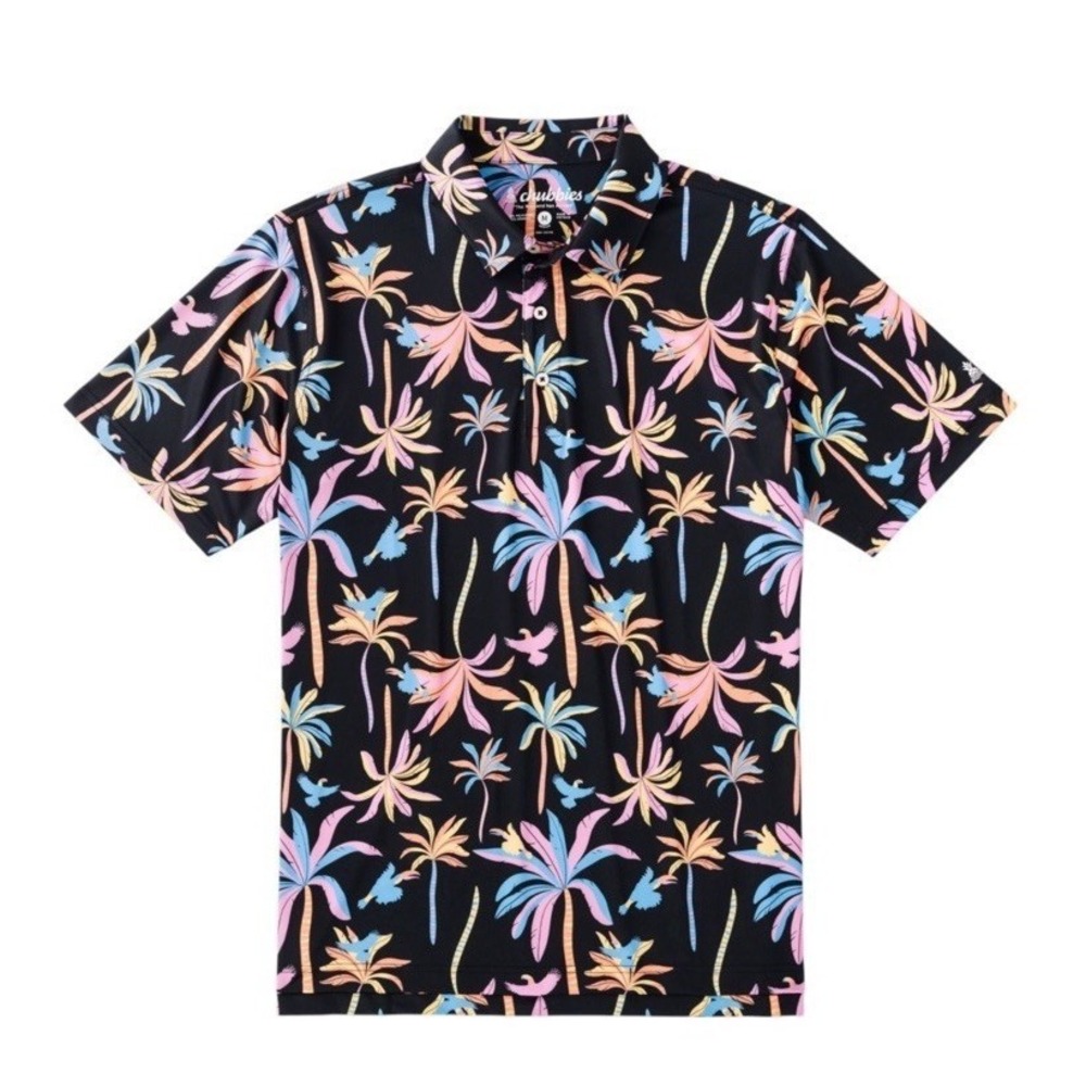 Chubbies Men's Size Medium The Black Light Night Performance Polo Shirt NEW